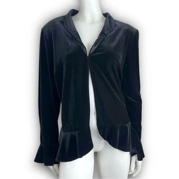 STUDIO 1940 Vintage Velvet Open Front Ruffle Cardigan Goth Stevie Nicks Lolita - Picture 3 of 13